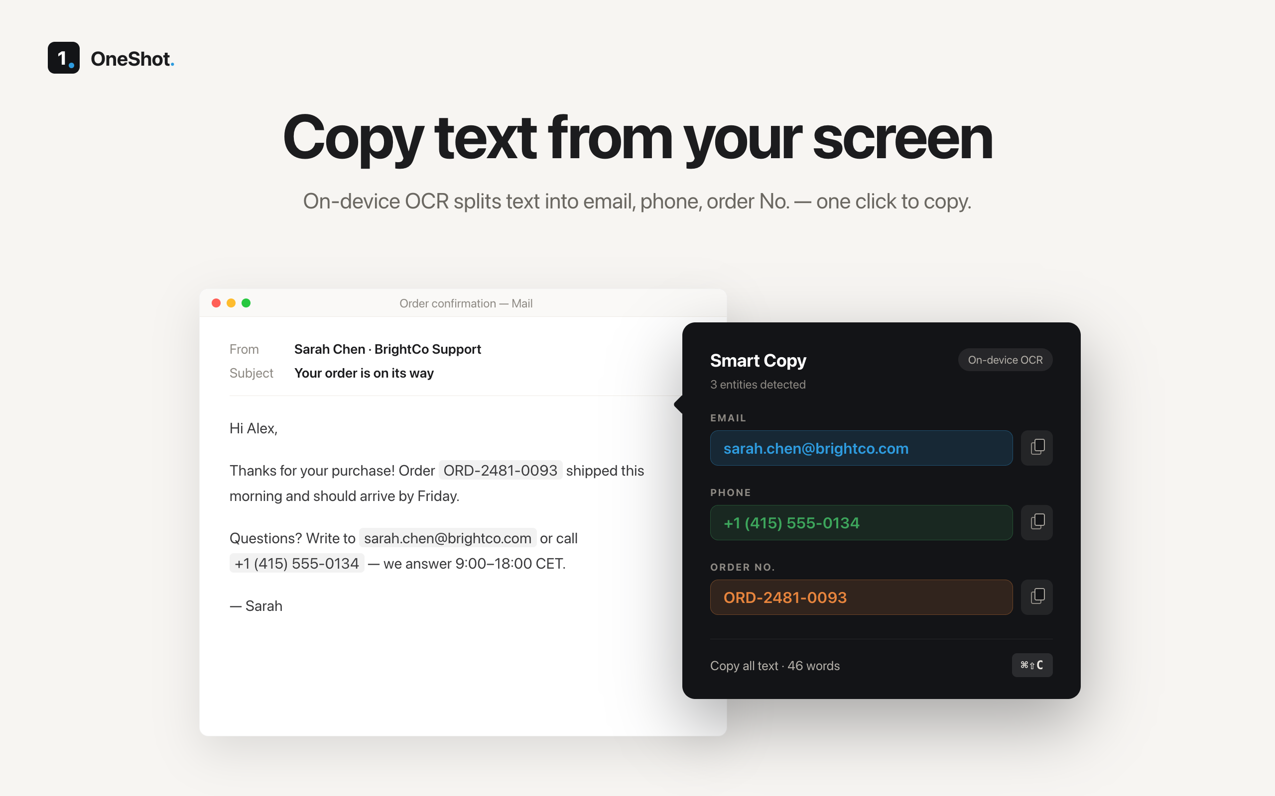 Smart Copy 将识别结果整理为可复制内容